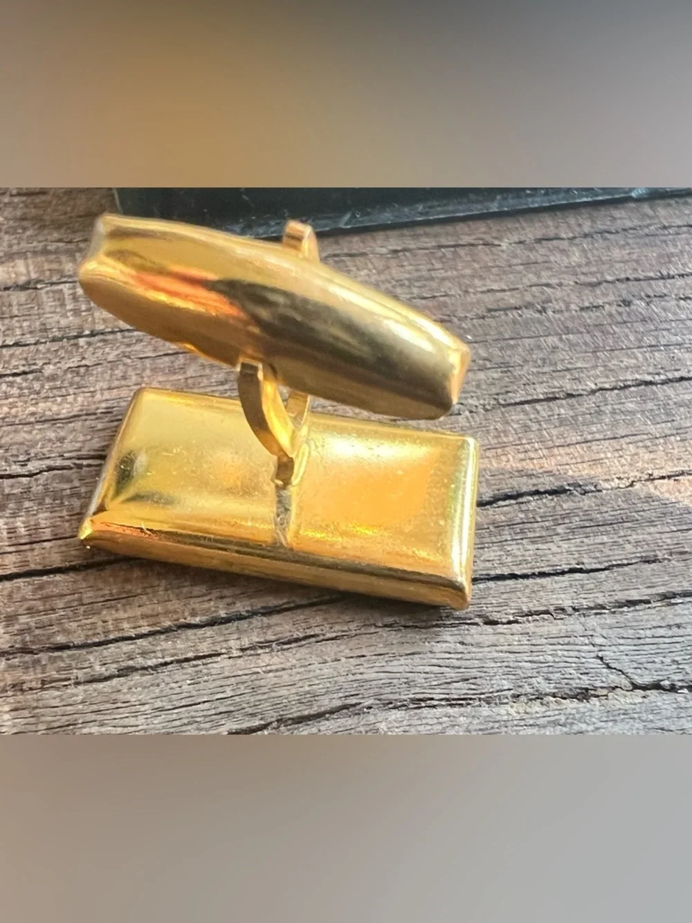 Gold and Black Rectangular Cufflinks - Classic Men's Accessory